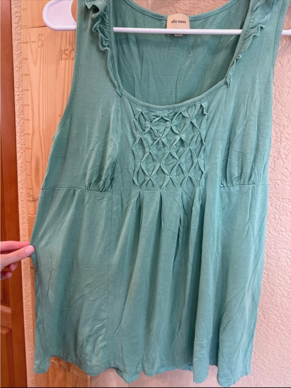 Dressy/Casual Lattice Ruffle Tank Top-L